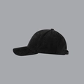 Side view of black corduroy baseball cap showing fine ribbed texture and minimalist style - Adjustable / Black