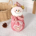 Pink cartoon snowman Christmas candy gift bag with sequins and drawstring closure - Snowman