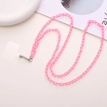Pink acrylic crossbody phone chain with metal clasp and clear connector on white surface - Crossbody Chain / Pink
