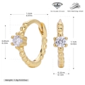 Detailed dimensions of S925 sterling silver hoop earrings with 5A cubic zirconia stones - 925 Silver / Gold (White)