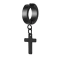 Unisex black cross earring with sleek minimalist pendant in a cool neutral punk style - Square Cross / Ear Clip (Non-Pierced) / Black