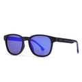 Classic TR sunglasses with black frame and blue mirrored lenses shown from 45-degree angle - Black Frame Blue Lens