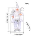 Père Noël argenté de 62cm en tenue de paillettes avec sceptre et sac de cadeaux - Style Canne Argentée (L2-28)