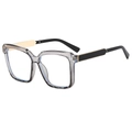 Gafas de sol cuadradas gris transparente con patillas en contraste negro y oro - Montura Leopardo Gris Lente Transparente