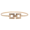 Ceinture élastique en métal doré avec boucle double carrée pour robes de femme - Style Double Carré Géométrique (z276-10)