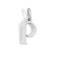 Polished silver lowercase letter p pendant charm with round bail for jewelry - Lowercase p - Steel Color