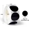 Roll of black 25mm round dot stickers with 500 adhesive labels for marking - 25mm 500 Pcs/Roll / Black