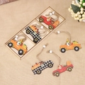 Set di 6 ornamenti in legno con gnomi e camioncini per decorazione autunnale - 9Pz/Scatola Stile B Camion Gnomi