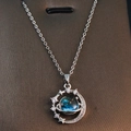 Collier pendentif planète Y2K avec sphère nébuleuse bleue et zircons étincelants - Style Argenté (XL2586-Silver)
