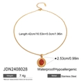 Detailed dimensions of gold stainless steel necklace with red agate pendant 7.4g - Gold Oval Red Gemstone Style (JDN2408028)