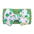 Bandeau souple en nylon pour bébé avec gros nœud imprimé cactus et élastique vert - Motif Cactus (18-0110) / Vert