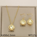 Elegant 18k gold-plated titanium jewelry set featuring 14mm square yellow zircon crystals - Yellow (KS110347-GC)