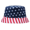 Cappello a secchiello unisex con stelle e strisce della bandiera americana per il sole - M (56-58cm) / Blu Navy Scuro
