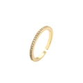 Minimalistische gouden open ring met kleurrijke zirkoon zonnebloem op witte achtergrond - Gouden rij diamant open ring (CR00502cx)