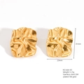 Vintage 18K gold plated stainless steel stud earrings with irregular wrinkled metal texture - E664-43(Irregular Wrinkle)