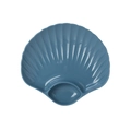 Luxury blue shell-shaped square plastic plate with gold rim for fruit and snacks - Peacock Blue-Shell Plate