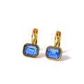 Elegant gold earrings featuring rectangular blue zircon stones in a huggie hoop style - Blue (AE41597F1A5)