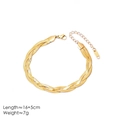 Detail of 18k gold plated flat snake chain bracelet with size and weight info - Bracelet / Gold