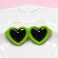 Detailed view of miniature green heart-shaped resin sunglasses for doll DIY accessories - Green-Large