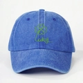Berretto da baseball in cotone lavato blu scuro con ricamo quadrifoglio per protezione solare - Taglia unica / Blu Reale