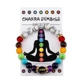 Chakra Seven Stone Healing Bracelet with Volcanic Lava Beads on Meditation Card - Howlite
