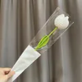 Handmade white crochet tulip flower with green stem in elegant gift packaging - White Tulip