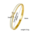 Titanium steel 18K gold plated bangle with white enamel and X letter charm inlay - Letter X Charm Bangle (Gold)