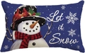Linen Christmas pillowcase featuring a 'Let it Snow' snowman and cardinal illustration - Style 5 (Single-sided)