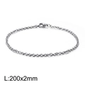 Minimalist silver titanium steel O-chain bracelet with 200x2mm sizing detail - Silver (KB126615-Z)