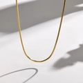 Minimalist gold stainless steel snake chain necklace with elegant shadow detail - 40cm Length / Gold-2mm Width