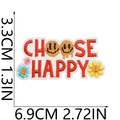 Detailed close-up of Choose Happy embroidered patch with dimensions and floral smiley pattern - No. 5 (Choose Happy)