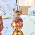 Christmas reindeer ornament with golden star bell and cozy red scarf holiday decor - Elk Bell