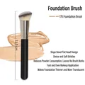 Close-up of 170 angled foundation brush with synthetic bristles and 15.5cm black handle - 170 Angled Flat Foundation Brush