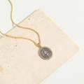 Vintage gold twist chain necklace with silver oval angel relief and zircon inlay - Oval White Zircon Pendant