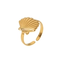 18k gold plated stainless steel open ring featuring a realistic scallop shell design - Scallop Shell Style (NB-R2023034)