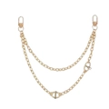 Gold double-layered metal bag strap featuring pig nose links and spring buckle clasps - Gold