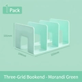 Morandi green 3-compartment desktop book organizer for books, dimensions 255x144x131mm - Morandi Green [Extra Long & Thick] 3-Slot Bookend