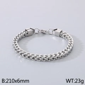 Bracelet chaîne en acier inoxydable argent 210x6mm avec fermoir mousqueton pour couples - Couleur Acier (KB99396-Z)