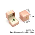 Boîte à bijoux en cuir PU champagne avec couronne dorée, 5,8x5,8x4,8cm, poids 65g - Boîte à bague / Bleu foncé
