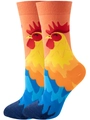 Detail showing high-quality colorful rooster patterns on mid-calf cotton casual socks - EU 36-42 / Multicolor Rooster