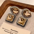 2512075b Champagne Crystal Geometric Earrings