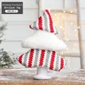 Plush 30x22cm striped knit and white faux fur Christmas tree tabletop decoration - Christmas Tree Type A