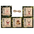 Set of 5 wooden Christmas money holder ornaments with Santa and reindeer patterns - 5-Piece Set 1