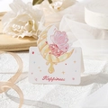 Detail of folding flower card with moon and rose patterns on a soft white tulle background - Moon Butterfly