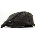 Deep green cotton ivy cap with diamond stitching and side metal buckle in 45-degree view - M (56-58cm) / Army Green