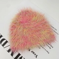 Gorro de punto de piel de marta sintética a rayas rosa y amarillo suave para invierno - Talla única / Rosa Degradado