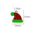 Polka dot Christmas hat pendant in red and green stainless steel with size annotations - Christmas Hat-Green Brim