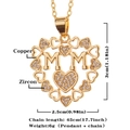 Bohemian gold plated copper heart necklace with MOM pendant and zircon inlay details - Gold-D384