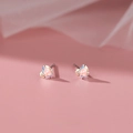 S999 Sterling Silber Herz Ohrstecker mit irisierenden bunten Zirkoniasteinen besetzt - 990 Silber / 5mm / Weißgold