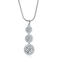 Zilveren ketting met drie ronde zirkonia hangers verticaal geplaatst in de zetting - Ketting / Wit